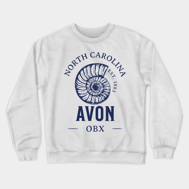 Avon, NC Summertime Vacationing Seashell Crewneck Sweatshirt by Contentarama